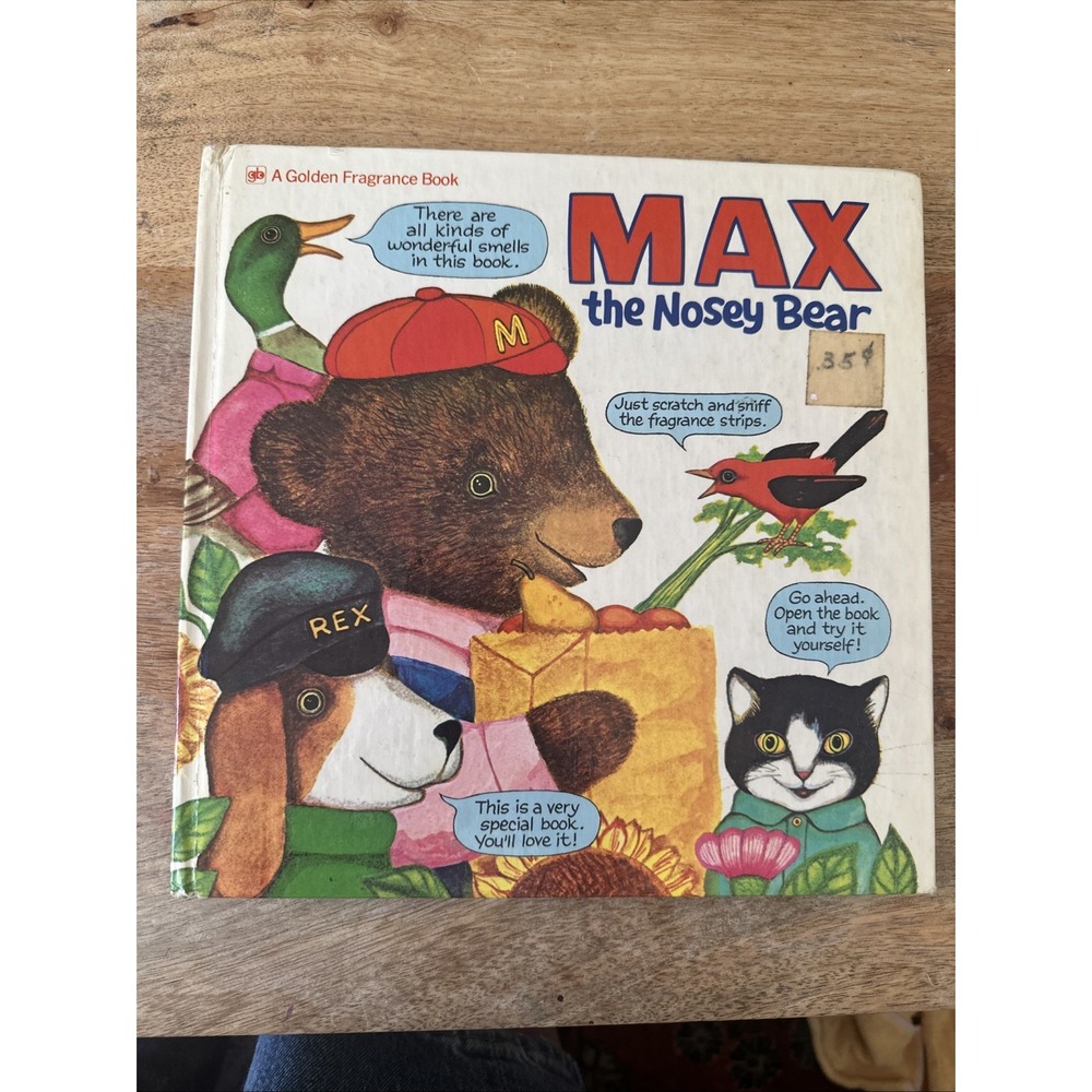 Vtg RARE 1972 Golden Scratch And Sniff Book Max The Nosey Bear Still SMELLS Fun!